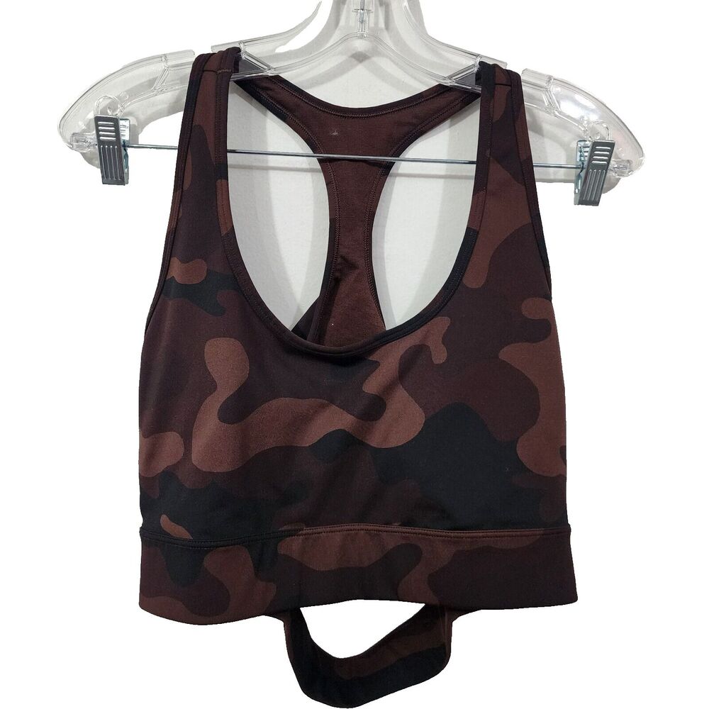 GapFit Power Medium Impact Sports Bra Burgundy Camo Womens XL Yoga Gym Workout
